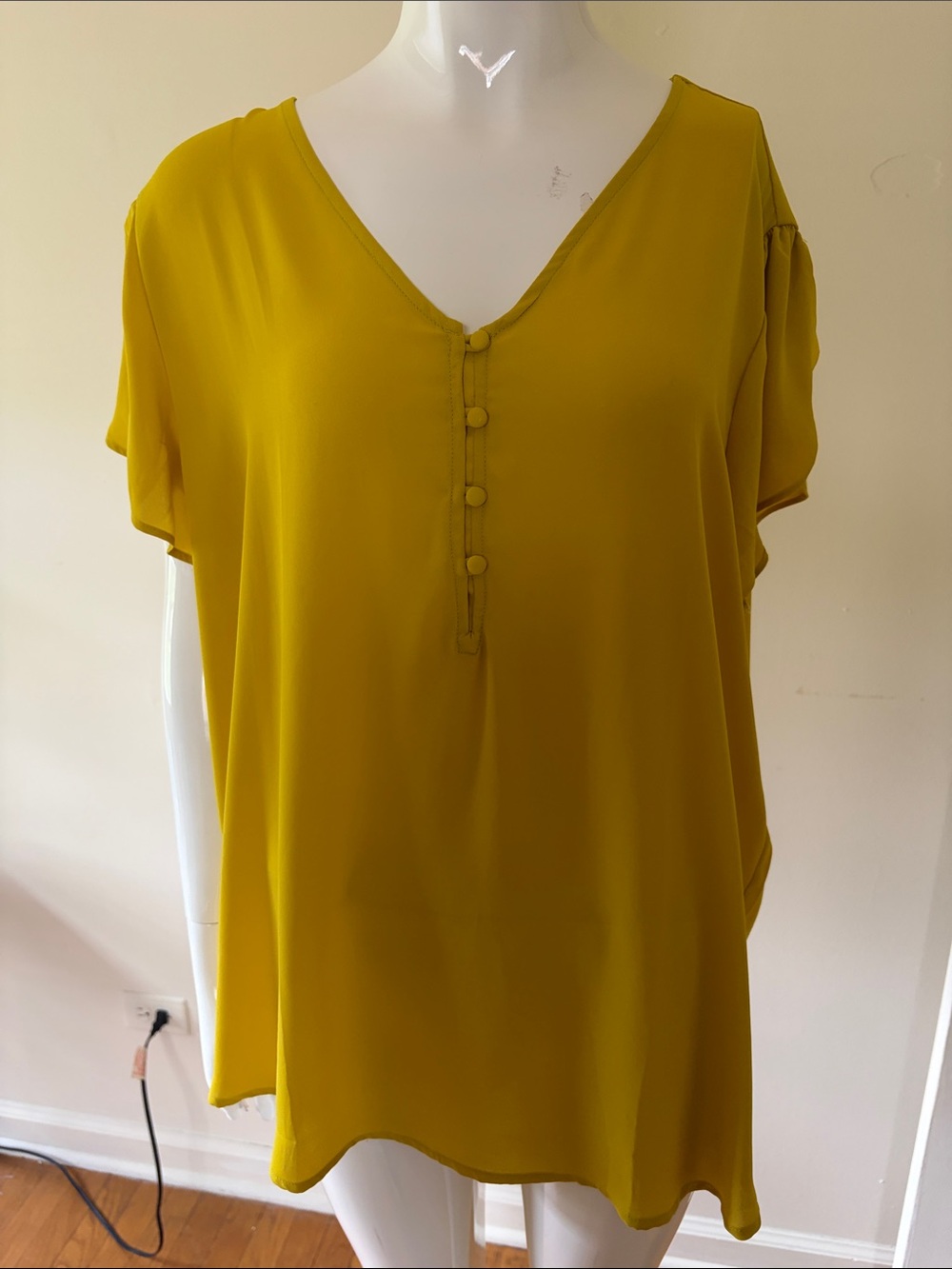 NWT LOFT Mustard V-Neck Button-Front Blouse
